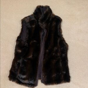 Old Navy chocolate brown faux fur reversible vest